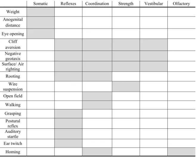 Table 5: Summary of each test analyzed and the respective dimension that it evaluates