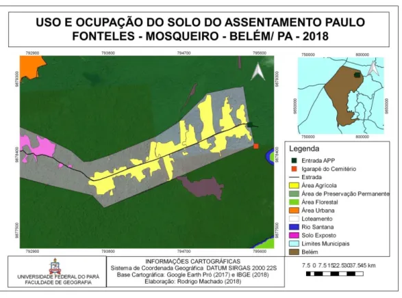 Figura 1 – Mapa de Localização do Assentamento e zonas de uso e ocupação do solo (2018) 
