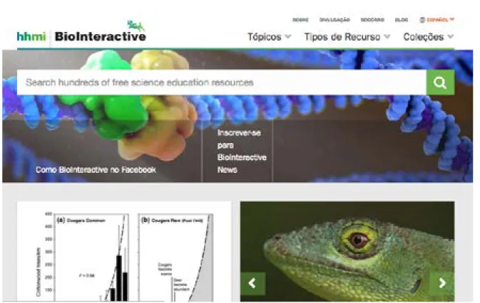 Figura 2. Interface da Homepage https://www.hhmi.org/biointeractive.