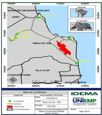 Figura 1 | Localização e área de abrangência do Parque Estadual Mata da Pipa- RN.