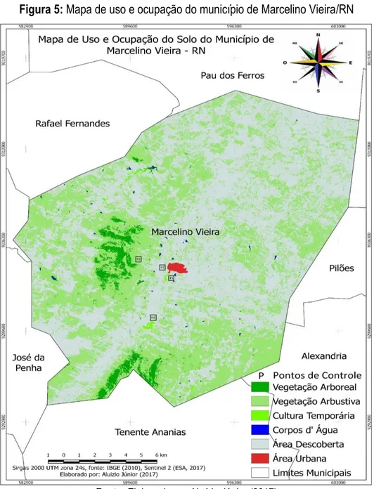 Figura 5: Mapa de uso e ocupação do município de Marcelino Vieira/RN 