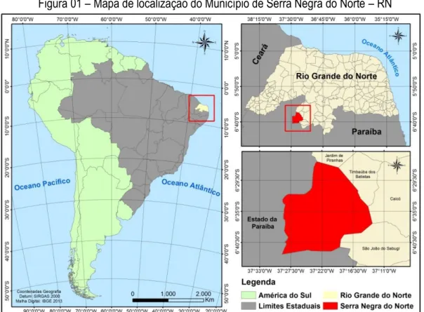 Figura 01 – Mapa de localização do Município de Serra Negra do Norte – RN 