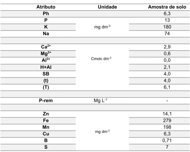 Tabela 3. Análise de solo 