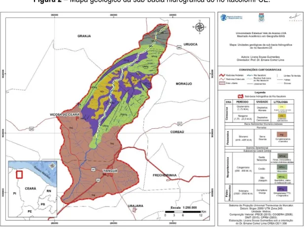 Figura 2 – Mapa geológico da sub-bacia hidrográfica do rio Itacolomi-CE. 