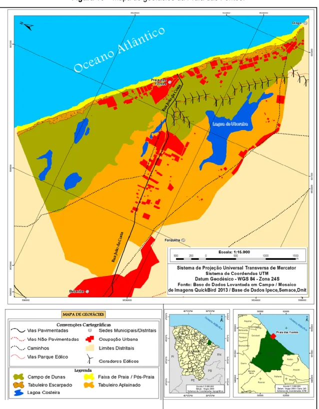 Figura 16 – Mapa de geofácies da Praia das Fontes. 