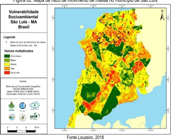 Figura 02: Mapa de risco de movimento de massa no município de São Luís 