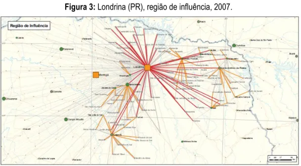 Figura 3: Londrina (PR), região de influência, 2007. 