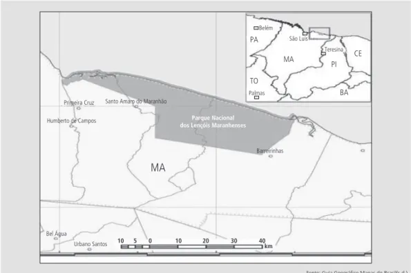 Figura 1    |   Localização do Parque Nacional dos Lençóis Maranhenses no Estado do Maranhão.