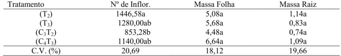 Tabela 4. Valores de Fitomassa (t ha -1 ), razão de área equivalente (RAE), classificação da cenoura (Classe) e  renda  bruta  (R$)  do  cultivo  de  cenoura  e  de  cravo-de-defunto  (Tagetes),  em  sistema  de  cultivo  solteiro  e  consorciado,  com  tr
