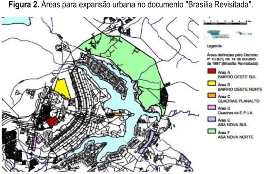Figura 2. Áreas para expansão urbana no documento &#34;Brasília Revisitada&#34;. 