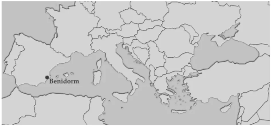 Figura 1. Localización de Benidorm dentro del contexto del Mar Mediterráneo 