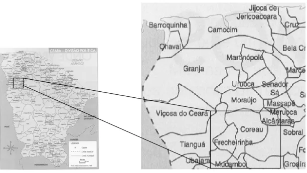Figura 1 - Mapa de localização geográfica do município de Coreaú no Estado do Ceará. 