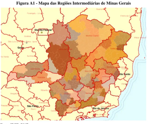Figura A1 - Mapa das Regiões Intermediárias de Minas Gerais 