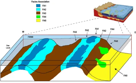 Figure 3 – Depositional model inferred for the carbonate platform in the Campos Basin during the Albian Age.