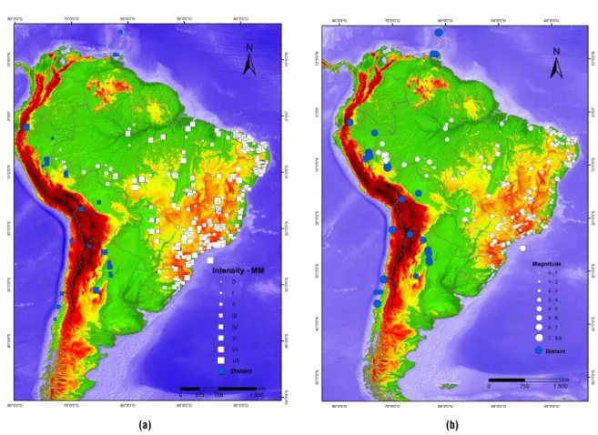 Figure 2 – (a) Map of macroseismic with maximum intensity from 2006 to 2017; (b) map of macroseismic with regional magnitude (m R ) on the same period.