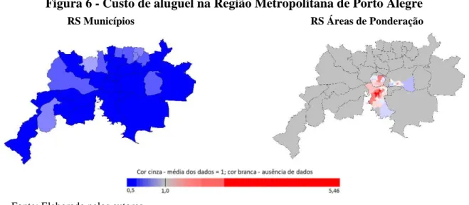 Figura 6 - Custo de aluguel na Região Metropolitana de Porto Alegre 