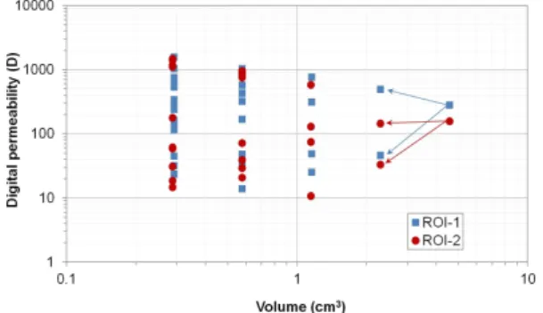 Figure 9 – REV for the subvolume ROI-1 considering a maximum deviation of 10% on the digital porosity estimates.