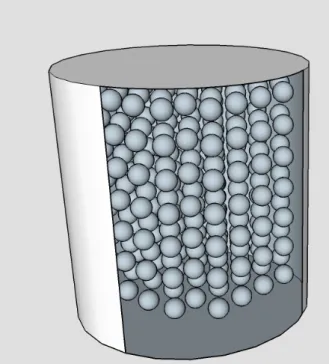 Figure 1 – Type of samples to be constructed in this study. The shape of all samples represents a cylindrical plug with spherical heterogeneities.