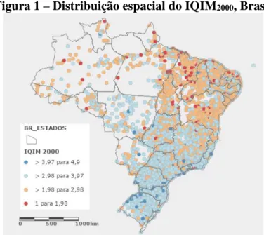 Figura 1 – Distribuição espacial do IQIM 2000 , Brasil 