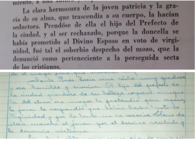 Fig. 11. Caderno escolar (1953) e J. García e Fernández-Castañón, Flores de Santidad, Madri, Escola  Espanhola – Filhos de Ezequiel Solana, 1945, p