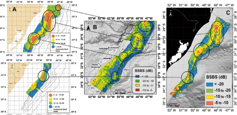 Figure 6 – BSBS map generated by Figueiredo &amp; Madureira (2004) (A); BSBS map generated on this study (B); BSBS map generated by Costa et al