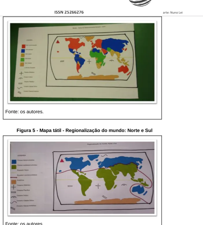 Figura 5 - Mapa tátil - Regionalização do mundo: Norte e Sul 