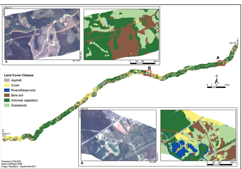Figure 6 – Initial Land Cover Map (T1), elaborated from RapidEye image.