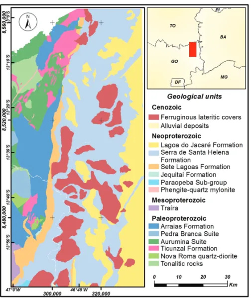 Figure 1 – Geological map of the study area (modified from Moreira et al., 2008).