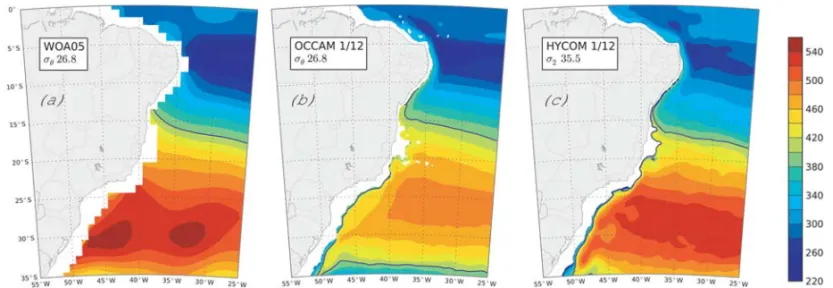 Figure 5 – The same as Figure 4 but for the SACW/AAIW interface ( σ θ = 26.8 and σ 2 = 35.5)