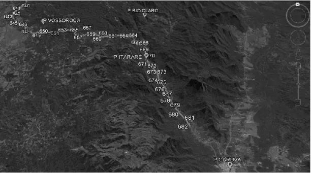 Figura 2. Localização dos pluviógrafos em operação próximos a área de estudo   Fonte: Modificado de VICTORINO et al., 2015 