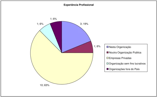 Gráfico 3 – Distribuição dos entrevistados por experiência profissional anterior. 