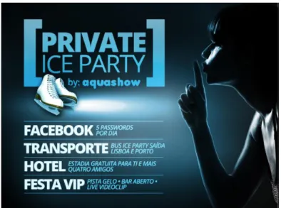Ilustração 1 – Aplicação Facebook “Private Ice Party” Passagem  de Anos 2011 – 2012. Cliente: Aquashow