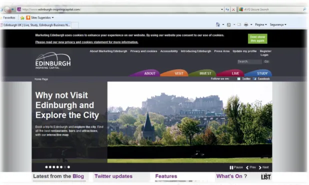 Figura 16. –  Homepage do website da marca criada para a cidade de Edimburgo, na Escócia 22