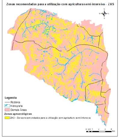 Figura 5: Mapa de Zonas recomendadas para utilização com agricultura semi-intensiva – ZAS, 2019