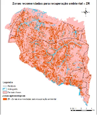 Figura 6: Mapa de Zonas recomendadas para recuperação ambiental – ZR, 2019. 