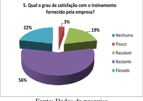 Figura 5: Grau de satisfação com o treinamento da empresa 