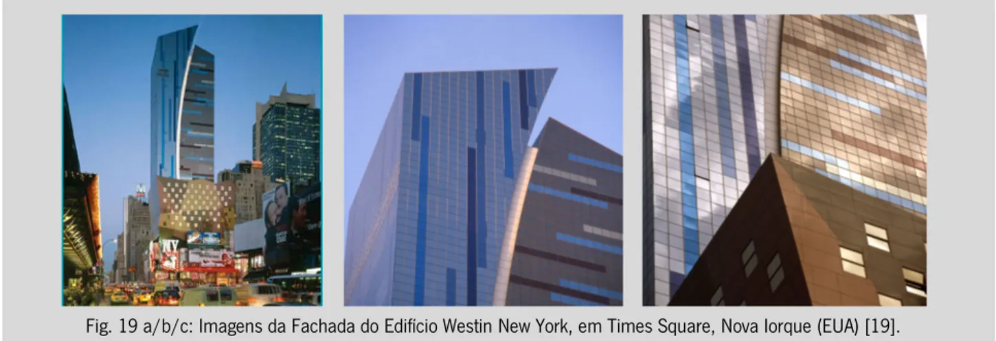 Fig. 19 a/b/c: Imagens da Fachada do Edifício Westin New York, em Times Square, Nova Iorque (EUA) [19]