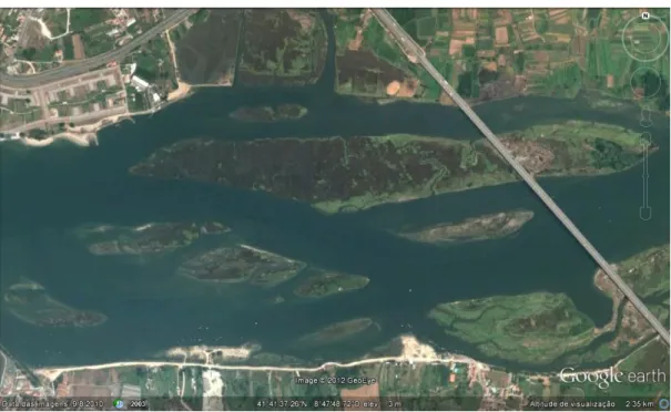 Figura 8: Imagem aérea obtida a partir do programa de uso livre  Google earth  com representação da zona  correspondente ao Lodaçal