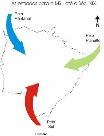 Figura 1 – As entradas para o Mato Grosso do Sul até o século 