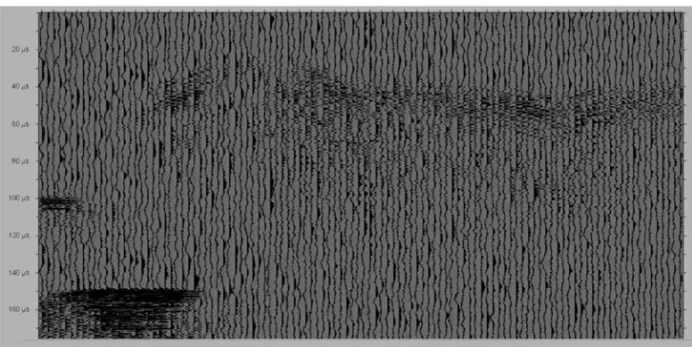 Figure 4 – Seismogram of model 1 using the parameters: 200 shots per step, frequency of 500 kHz and 10 V applied to the transducer.
