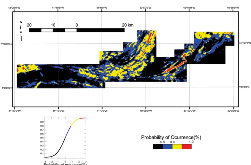 Figure 6 – Map of probability of occurrence of potential geologic environments for the occurrence of iron formations with magnetite.