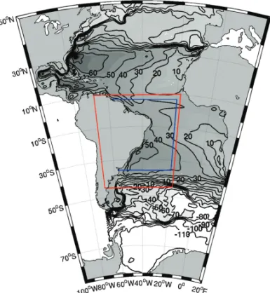 Figure 1 – Model domain for the medium-resolution (1/4 degree) simulation.