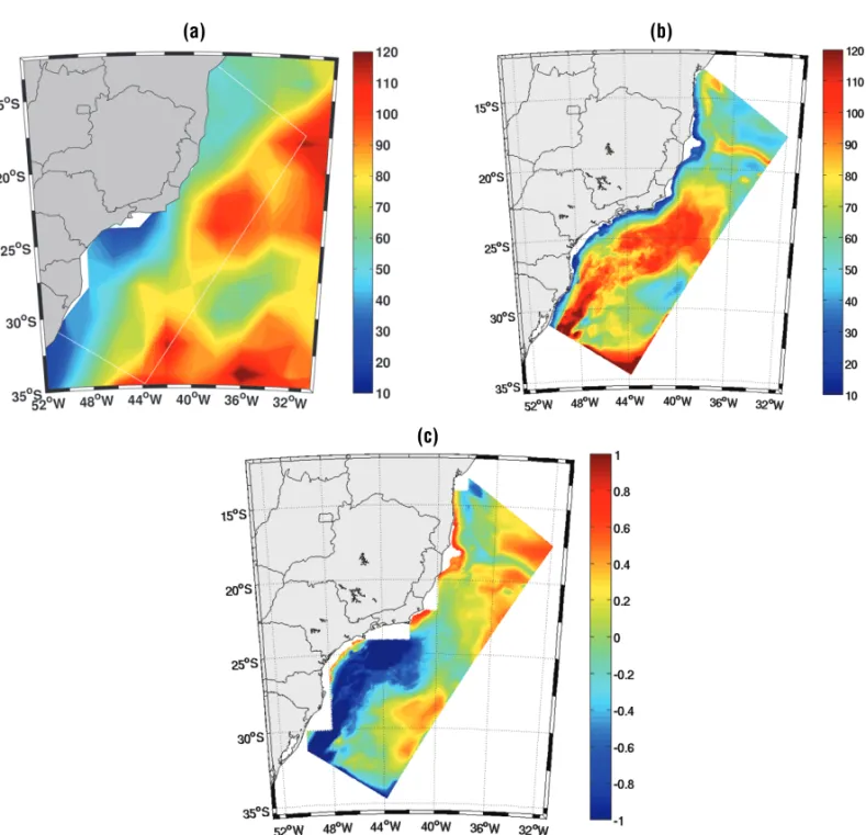 Figure 7 – Mixed layer depth (MLD) a) based on the climatology proposed by Mont´egut et al