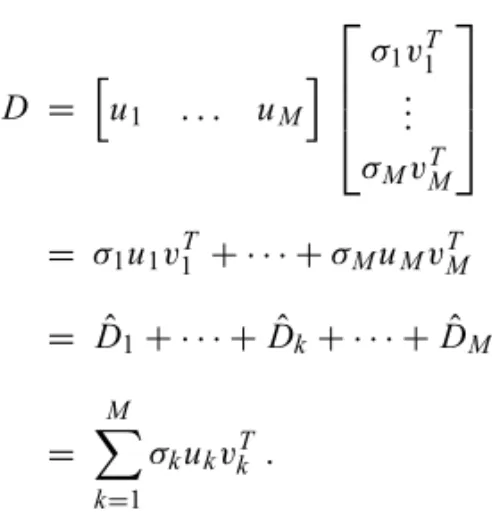Figure 1 shows the schematic representation of SVD decom- decom-position of the D matrix (seismogram)