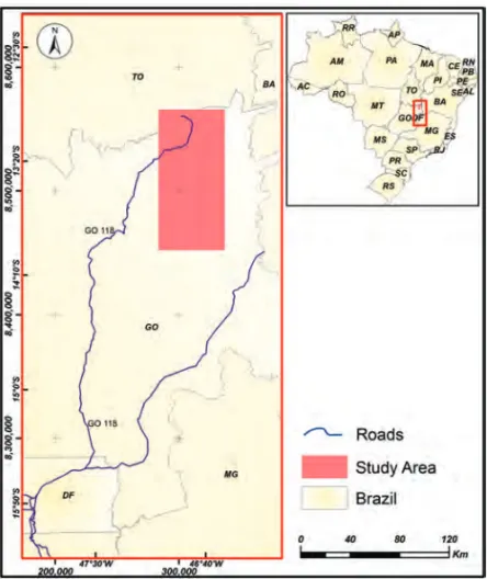Figure 2 – Location map of the the study area, northeastern portion of the State of Goi´as.