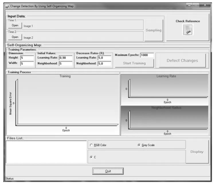 Figure 12 – Principal display of the program of change detection using SOFM.