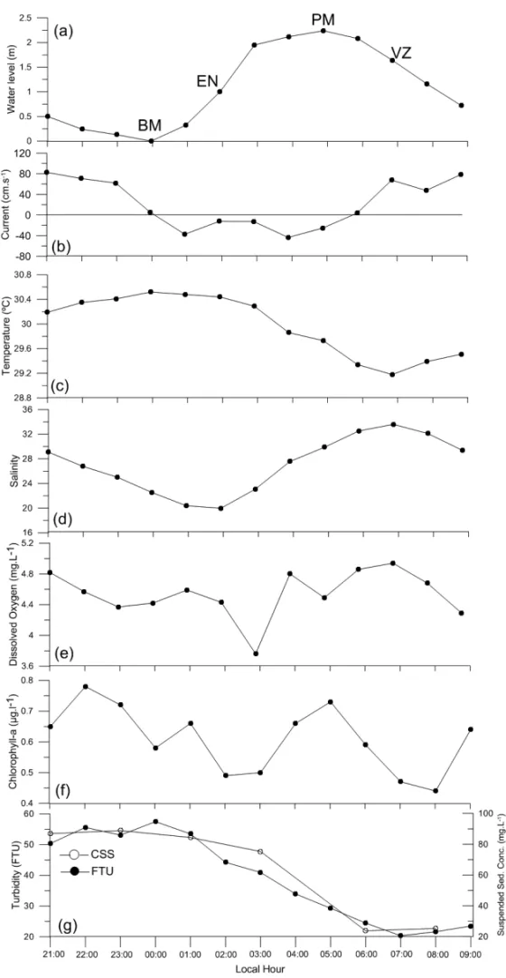 Figure 10 – Average values integrated along the water column at Station 01, during 12 hours in April/2007