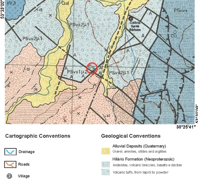 Figure 3 – Geologic map of the study area (Adapted from Porcher, 1995).