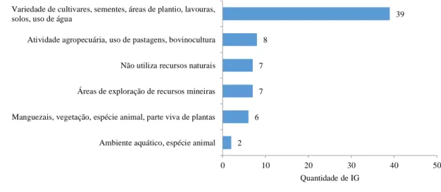 Figura  3 - Quantidade de IG por tipos de recursos naturais explorados