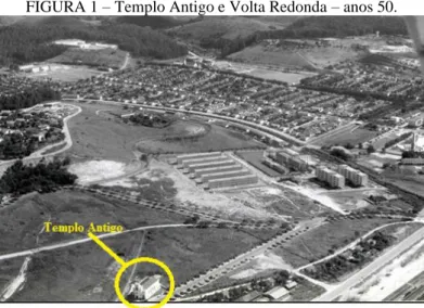 FIGURA 1 – Templo Antigo e Volta Redonda – anos 50.  